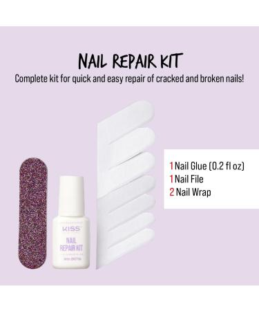 Kiss New York Nail Repair Kit - Biotin Infused Glue Nail File & Wraps for Damaged Cracked & Weak Nails - Made in Korea - Shop Internationally - Buy Online on GoSupps.com