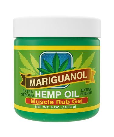 Mariguanol Extra Strong Muscle Rub Gel with Hemp Oil Menthol & Camphor Cooling Fast-Absorbing Topical Gel for Post-Workout Active Lifestyles Net Wt. (4 Ounce (Pack of 1))