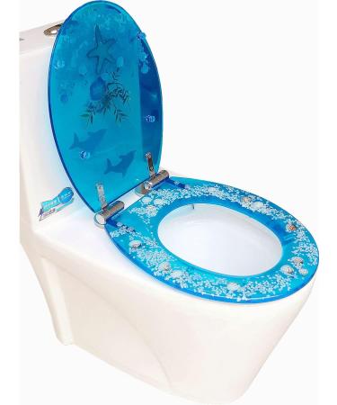 Soft Close Toilet Seat Round Slow Close Oval Toilet Seat with Metal Hinge for 17-Inch Toilets Silent Close Seashell Polyresin Printing Round Toilet Seat A Little Surprise - Buy Online on GoSupps.com
