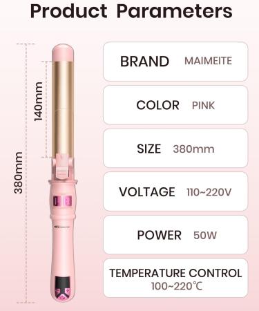 1 Inch Rotating Curling Iron - Automatic Hair Curler for Curls & Waves - 360 Heat Wand Dual Voltage Easy Use - Pink - Buy Online on GoSupps.com