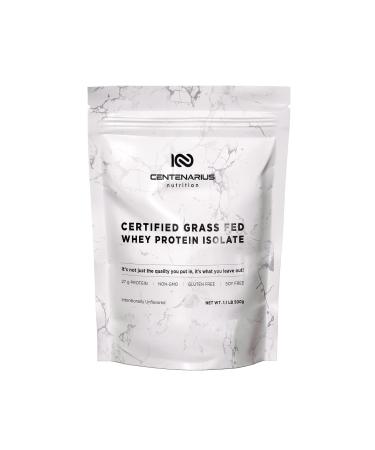 Centenarius Nutrition Grass Fed Whey Protein Powder Isolate with Natural Amino Acids for Optimized Muscle Growth Recovery & Efficiency - Cold-Filtered No Additives or Hormones - Unflavored