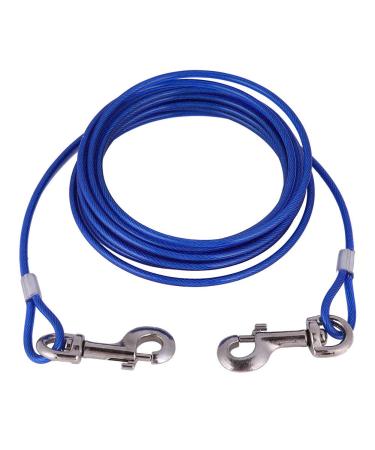 Dog Tie Out Cable 16.4ft Chew Proof Long Steel Wire Double Heads Tieout Leash for Small Medium and Larger Dog Outdoor Walking Camping Picnic(Blue) As shown - Buy Online on GoSupps.com