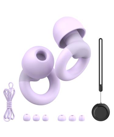 Earplugs for Sleeping Noise Reduction Soft Silicone Earplugs with 7 Pairs Ear Tips&One Connection Cord Hearing Protection Reusable Earplugs for Sleeping Concert Work&Sound Reduction 25dB-30db Orchid