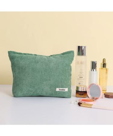 Stylish Green Velvet Cosmetic Bag for Women | Large Capacity Travel & Toiletry Organizer - Buy Online on GoSupps.com