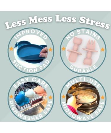 Suction Plate Baby Cutlery Set Chomp - Includes Baby Toothbrush, Weaning Set, Spoon, Fork, Suction Bowls - Rose Pink | Dishwasher Safe - Buy Online on GoSupps.com