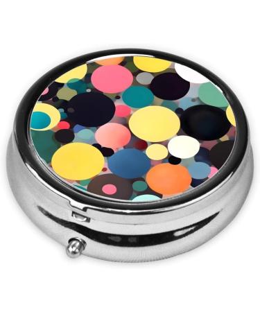 Abstract Circles Round Pill Box - 3 Compartment Travel Organizer for Easy Medication Management - Buy Online on GoSupps.com