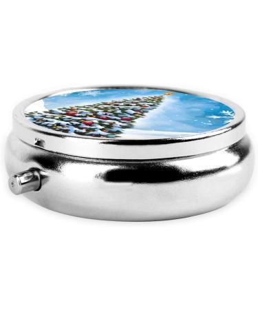 Christmas Trees Pill Box | 3 Compartment Portable Travel Medicine Organizer | Mini Decorative Pocket Purse for Vitamins & Tablets - Buy Online on GoSupps.com