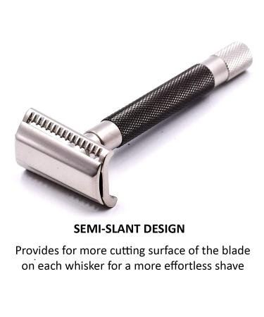 Buy Parkers Semi Slant Safety Razor & 5 Premium Double Edge Blades - Graphite | International Shipping Available - Buy Online on GoSupps.com