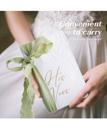 His and Hers Vow Books with Silk Ribbons - Wedding Keepsake Gift for Bride and Groom | 28 Pages Gold Gilded Set of 2 (Green) - Perfect Wedding Essential - Buy Online on GoSupps.com