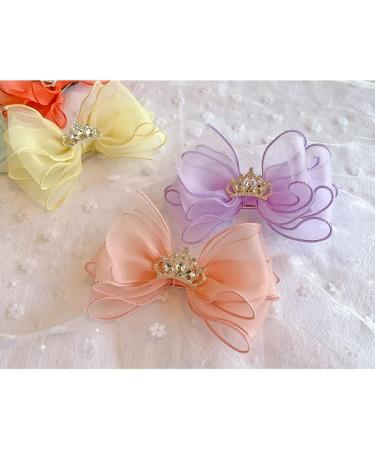 FEIFEI'S BOW Princess Chiffon Diamond Crown Unicorn Hair Clip for Baby Girls - Pale Pink - Buy Online on GoSupps.com