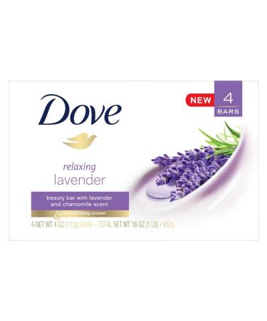 Dove Relaxing Lavender & chamomile scent Beauty Bar 4oz x 4 bars, pack of 1