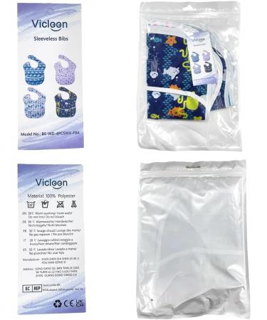 Vicloon Baby Bibs 4pcs - Waterproof Sleeveless Infant Bibs for Boys and Girls (6 Months-2 Years) - Unisex Feeding Bibs - Buy Online on GoSupps.com