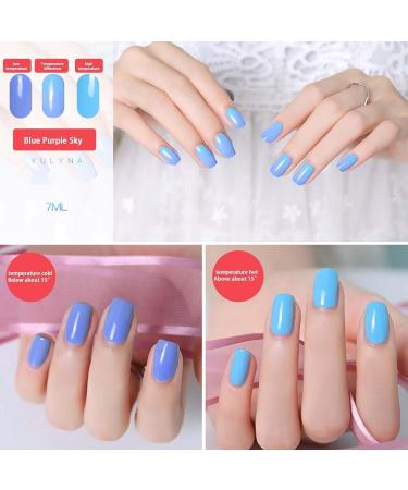 Color Changing Gel Nail Polish | Temperature Colour Changing Gel Nail with Glossy Gel Nail Polish Cat Eye Polish Gel Manicure for Salon Home Hondony Blue Purple Sky - Buy Online on GoSupps.com