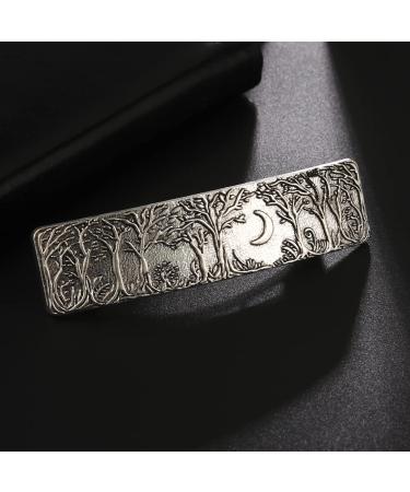 Kkjoy Hand Crafted Viking Celtic Knot Hair Barrettes - Retro Vintage Hair Accessory for Women & Girls - Forest and Moon-Silver - Buy Online on GoSupps.com