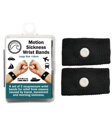SwimCell Travel Sickness Bands Adult and Children Wristbands - for Morning Sickness Relief Black 1 Pair