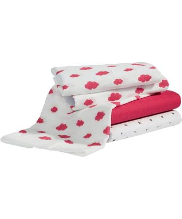 Bornino Basics Mullwindeln 80x80 cm Clouds & Stars - Pure Cotton Molton Towels (3-Pack) - Ideal Ceiling & Sun Protection - Pink - Buy Online on GoSupps.com
