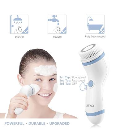 CLSEVXY Waterproof Facial Cleansing Spin Brush Set - 4 Exfoliating Heads for Gentle Exfoliation - Deep Scrubbing Face Spa System in Blue - Buy Online on GoSupps.com