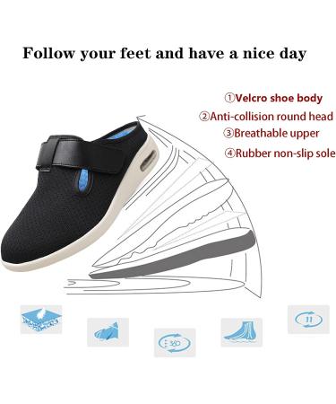 Women's Non Slip Wide Width Orthopedic Shoes - Memory Foam, Bamboo Fiber, Anti-Slip, Comfortable - Black, Size 5.5 - Buy Online on GoSupps.com