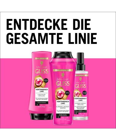 handle Gliss Shampoo seductively long 250 ml hair shampoo with biotin complex and peony care shampoo & Gliss Express Repair rinse seductively long 200 ml hair conditioner nourishing - Buy Online on GoSupps.com