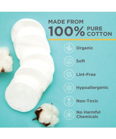 Organic Cotton Rounds 300 Count - Ideal for Makeup Removal, Eye Makeup, and Baby Care - Noleo - Buy Online on GoSupps.com
