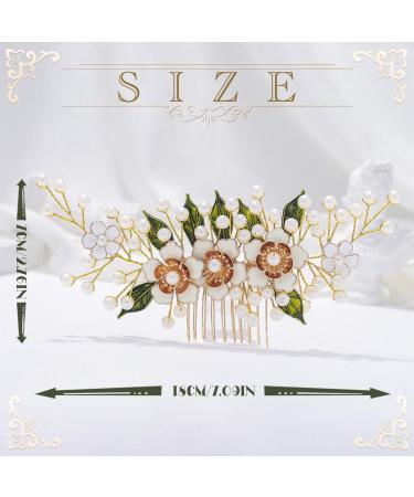 IYOU Bridal Wedding Hair Comb Green Flower Hair Piece Leaf Pearl Headpiece Prom Bride Hair Accessories for Women - Buy Online on GoSupps.com