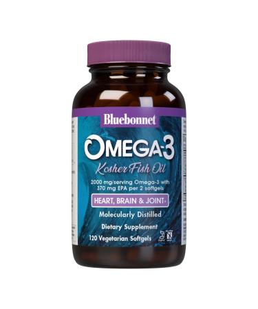 Bluebonnet Nutrition Omega-3 Kosher Fish Oil 120 Vegetarian Softgels