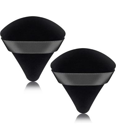 Set of 2 Black Triangle Makeup Powder Puff Face Sponge Powder Puff Washable Reusable Makeup Sponge Wet Dry Makeup Tool for Loose Powder or Foundation Blush Face Makeup