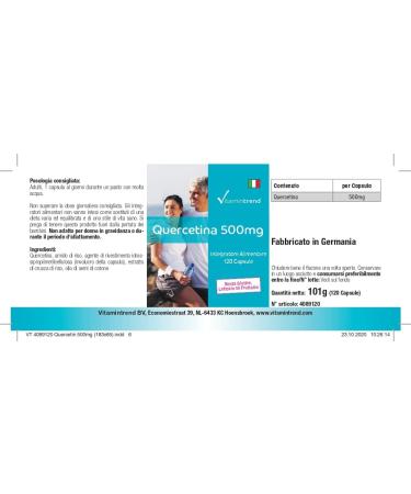 Quercetin 500mg Capsules - High Dose 120 Vegan Antioxidant Capsules - Made in Germany | Vitamintrend  - Buy Online on GoSupps.com
