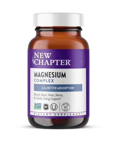 New Chapter Magnesium Complex Supplement 325mg with Magnesium Glycinate + Sea-Sourced + Fermented Forms for Heart Bone Nerve Muscle & Cellular Energy 100% Vegan 60 Tablets 60 Count (Pack of 1)