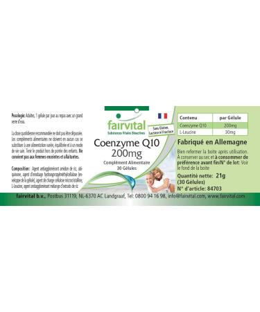 Fairvital | Co-enzyme Q10 200mg VEGAN - Highly dosed - 30 caps - ubiquinone - Buy Online on GoSupps.com