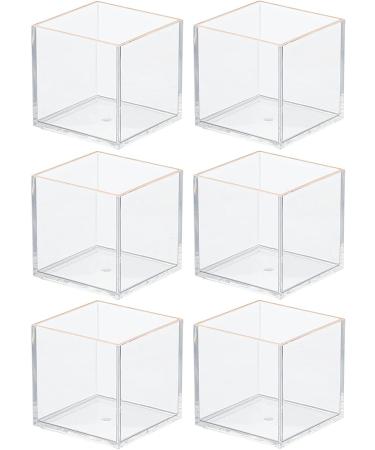 mDesign Prism Collection Cosmetic Organizer - 6 Pack, Clear/Rose Gold - Ideal for Bathroom, Bedroom, Vanity Countertop - Makeup Storage Bin for Brushes, Palettes, Lipstick, Blush - Buy Online on GoSupps.com