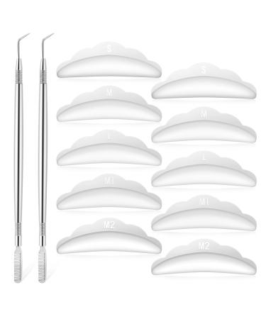 50 Pieces Eyelash Lift Tool Separator Lift Tools with Comb Silicone Eyelash Lash Lift Pads with Stainless Steel Eyelash Perm Tool Eyelash Rods for Lash Lift Rods Lash Perm Metal Eyelash Comb White+Silver