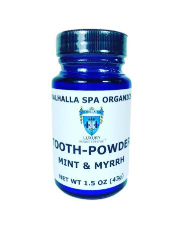Tooth Powder with Mint and Myrrh Gum | Natural Toothpaste | Fluoride Free | Whitening | Polishing | Valhalla Spa Organics 1.5 oz