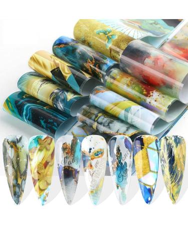 Marble Nail Art Foil Transfer Stickers - 10 Sheets | Holographic Starry Sky Design for Women & Girls - Buy Online on GoSupps.com