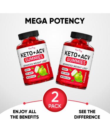 Buy Keto ACV Gummies Advanced - Gluten-Free Apple Cider Supplements for Men & Women | 1000mg - Made in USA - (Pack of 2 - Buy Online on GoSupps.com