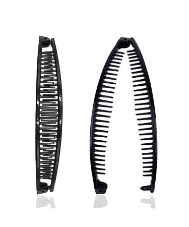 3 Piece Black Banana Clips Set for Women - Hair Grip Comb and Ponytail Holder Accessory - Buy Online on GoSupps.com