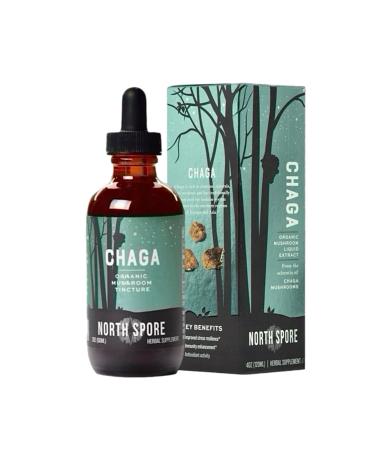 North Spore Organic Chaga Mushroom Tincture (4 oz) | 100% Fruiting Body Extracts | Immune Support, Energy, and Balance | Certified Organic, Vegan, Non-GMO | Adaptogenic, Nootropic | Made in USA 4 Fl Oz (Pack of 1)