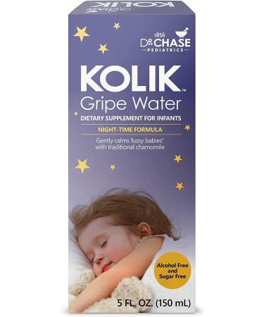 Dr. Chase Kolik Night-Time Gripe Water - Colic Relief with Calming Chamomile - Baby Gas & Stomach Discomfort Relief - Alcohol-Free - 5 fl. oz - Buy Online on GoSupps.com