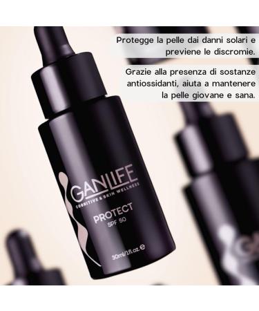MAJ ITALY SRL GANLIFE Protect SPF 50 Facial Sunscreen with Antioxidants AntiUV and Antistains High Protection With Bakuchiol Licorice Vitamin E and Maritime Pine 30 ml - Buy Online on GoSupps.com