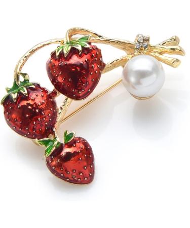 Pin Jewelry Gifts for Women Ladies Fashion Accessories Red Enamel Strawberry Brooch Beauty Strawberry Brooch Pin Party Brooch Brooches & Pins - Buy Online on GoSupps.com