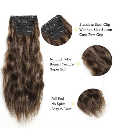 YDDM Hair Extensions - 24-Inch Wavy Clip-in Extensions for Women | Affordable Synthetic Hair | Full Head Coverage | P8D/22# - Buy Online on GoSupps.com
