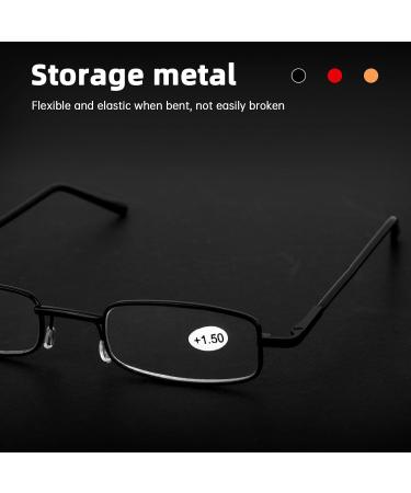Rucudim 3 Pairs Metal Reading Glasses - Men's Women's Anti-Blue Light Mini Narrow Design Spring Hinge 1.50 Reading Aid with Case (Black Yellow Red) - Buy Online on GoSupps.com