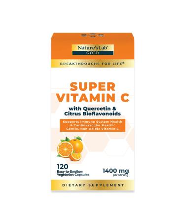 Nature s Lab Gold Super Vitamin C 1000mg  Immune System Support  Contains Bioflavonoids Complex & Quercetin  Non-Acidic Non-GMO Gluten Free Vegan  120 Capsules (2 Month Supply)