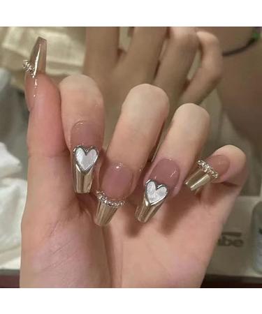 Runrayay 24pcs Heart Design Press On Nails - Medium Strass Fake Nails for Women & Girls | Acrylic Stick On Nail Art - Buy Online on GoSupps.com