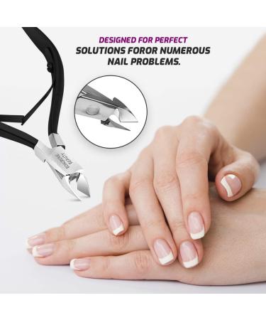 BOXGROVE BEAUTY Black Professional Stainless Steel Cuticle Cutter Trimmer Nail Nipper with Double Spring Perfect Nail Care Tool for Manicure & Pedicure at Home/Spa/Beauty Salon - Buy Online on GoSupps.com