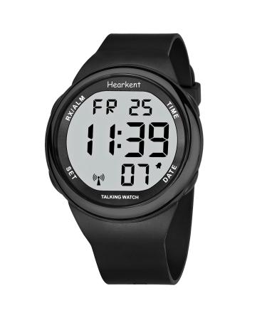 Hearcent speaking clock for visually impaired or seniors LCD large number easy to read atomic talking watches for blind people black - Buy Online on GoSupps.com
