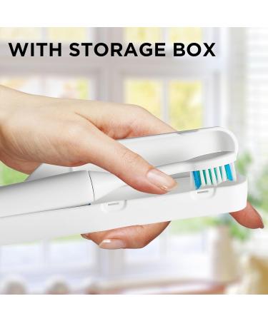 SOARING Portable Electric Toothbrush with Travel Case - 2 Brush Heads & Folding Hair Brush for Travel - Perfect for School Business & Camping (White - Buy Online on GoSupps.com