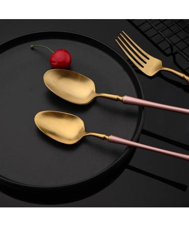 Flatware Sets 2/4/6Set Matte Western Pink Gold Tableware Fork Knife Spoon 18/10 Stainless Steel Dinnerware Cutlery Set Kitchen Flatware Set (Color : Auburn Size : 4Set) - Buy Online on GoSupps.com