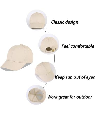 LANGZHEN Kids Plain Baseball Cap Hat, 100% Cotton, Adjustable Sun Hat for Girls Boys 1-2 Years - Beige - Buy Online on GoSupps.com