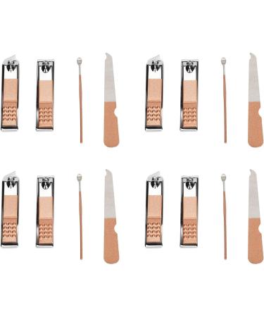 SUPYINI 4 Set Nail Clippers Beauty Tools Stainless Steel Ear Spoons Nail Files Grooming Manicure Set with Pink PU Storage Bags - Buy Online on GoSupps.com